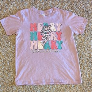 💲 Girls Boutique Merry Christmas Lightning Bolt Leopard Plum T Shirt ⚡